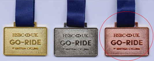 Official GO RIDE Medal with Blue Ribbon - 3 Colours
