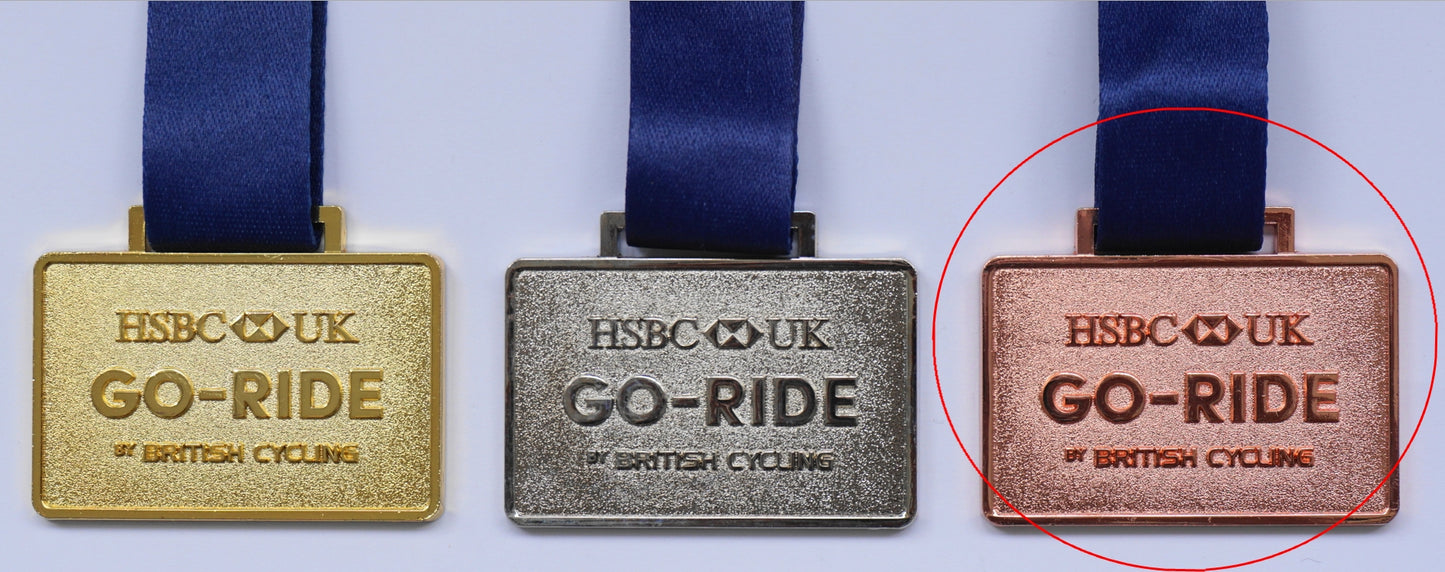 Official GO RIDE Medal with Blue Ribbon - 3 Colours