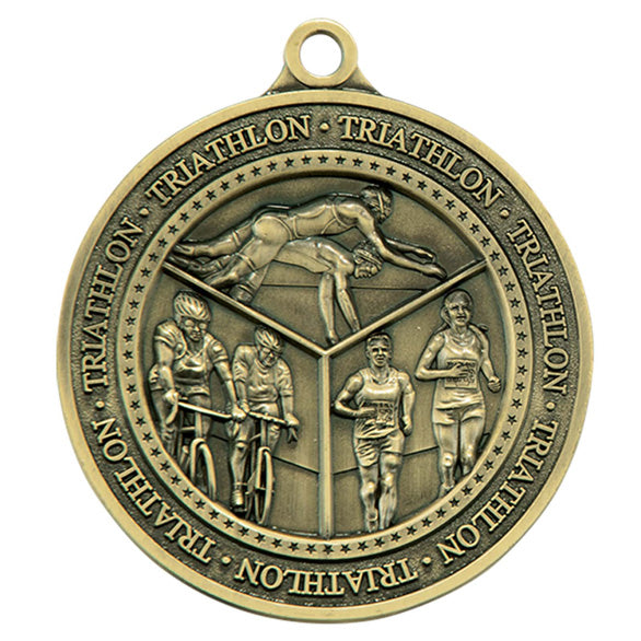 Olympia Triathlon Medal Antique 60mm - Available in Gold, Silver and Bronze
