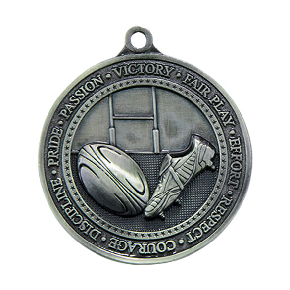 Olympia Rugby Medal 60mm - Available in Gold, Silver and Bronze