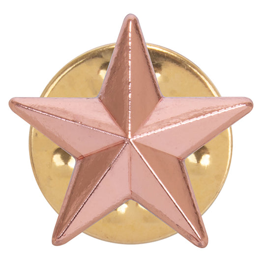 3D Bronze Star Pin Badge - 3 Colours