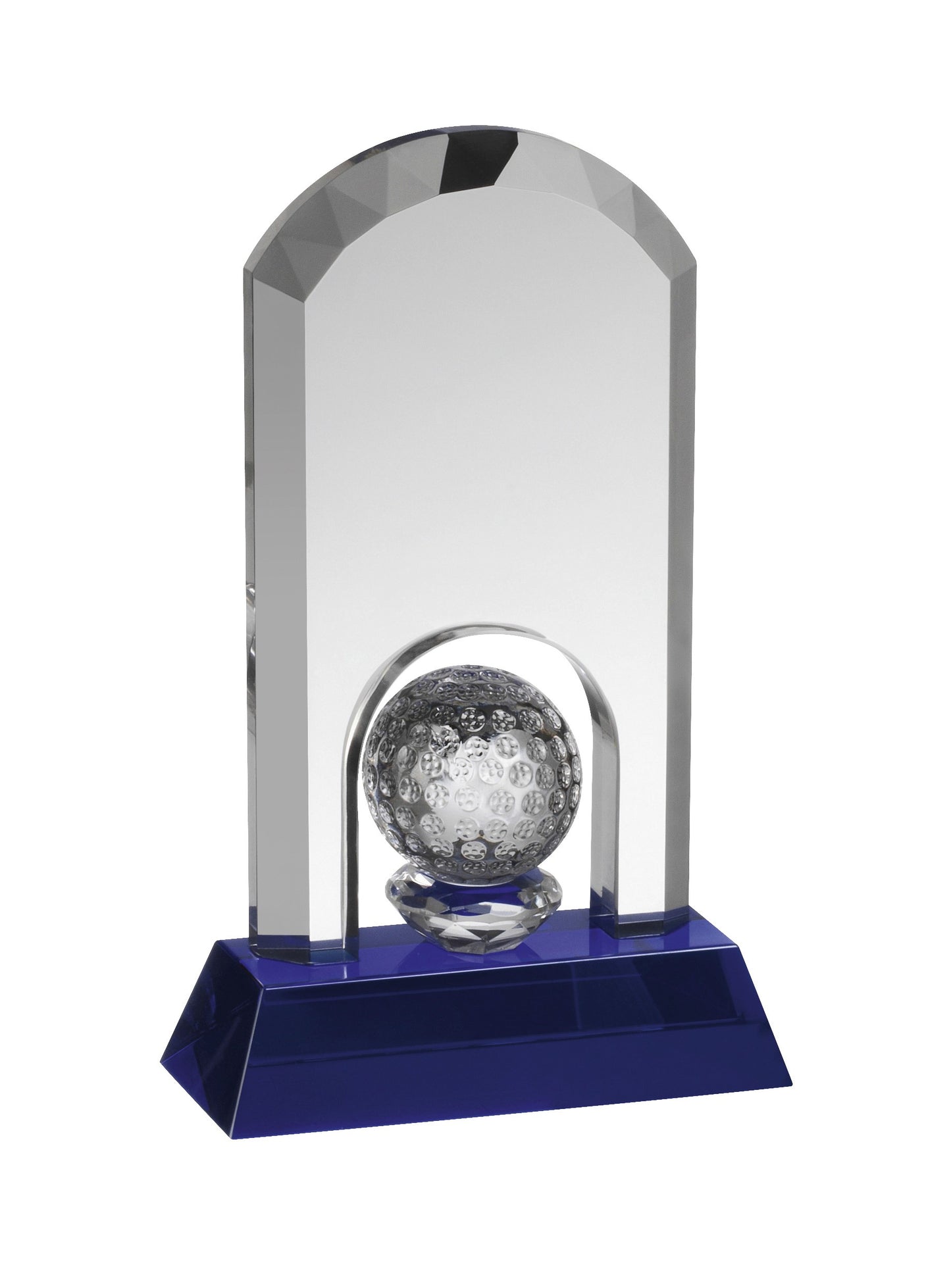 Clear and Blue Crystal Golf Award in Box