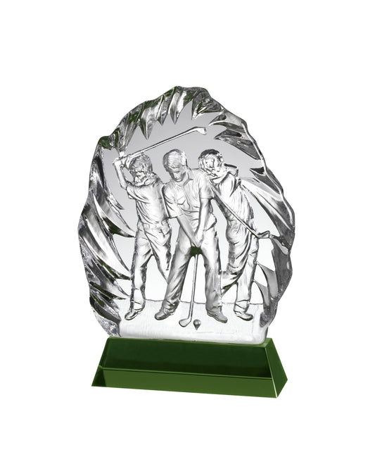 Clear and Green Crystal Golf Award in Box