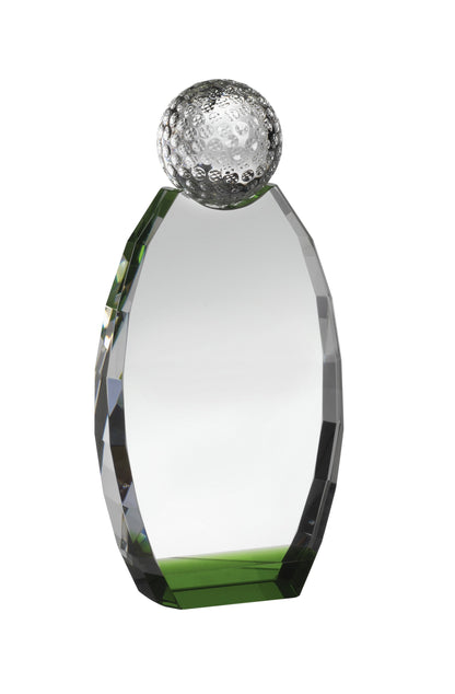 Clear and Green Crystal Golf Award in Box