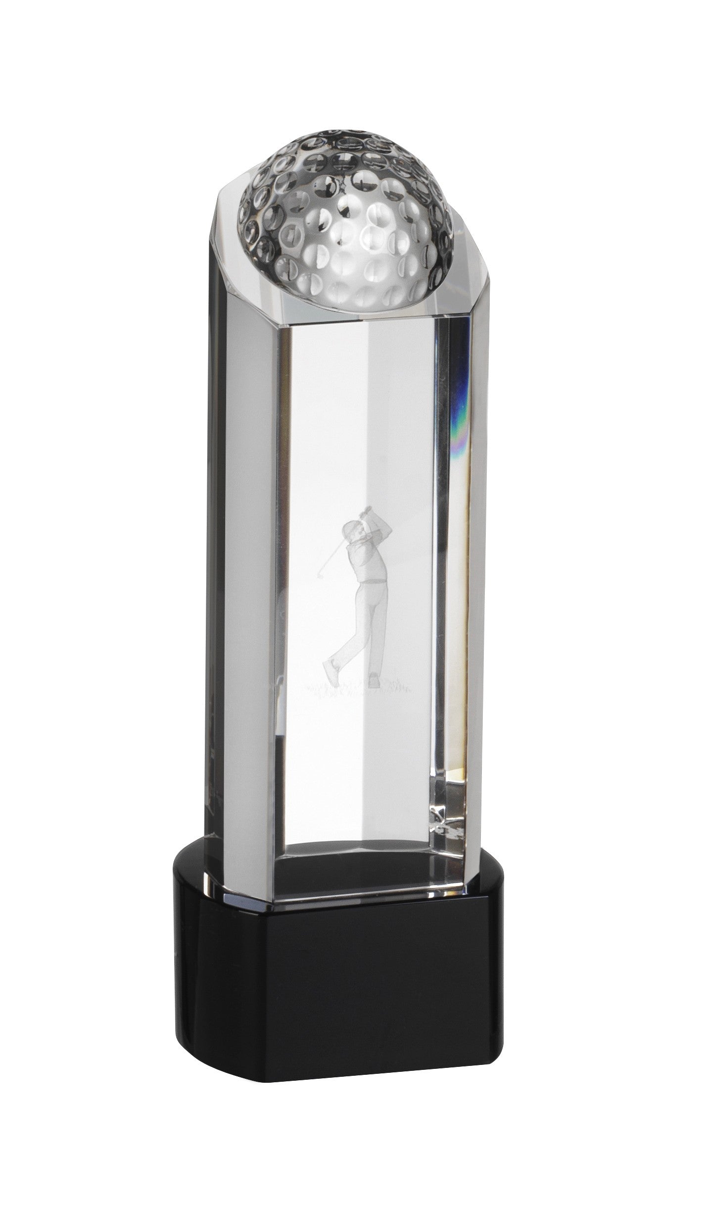Clear and Black Crystal Golf Award in Box