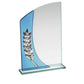 Sweeping Aqua Curved Glass with Silver Laurel