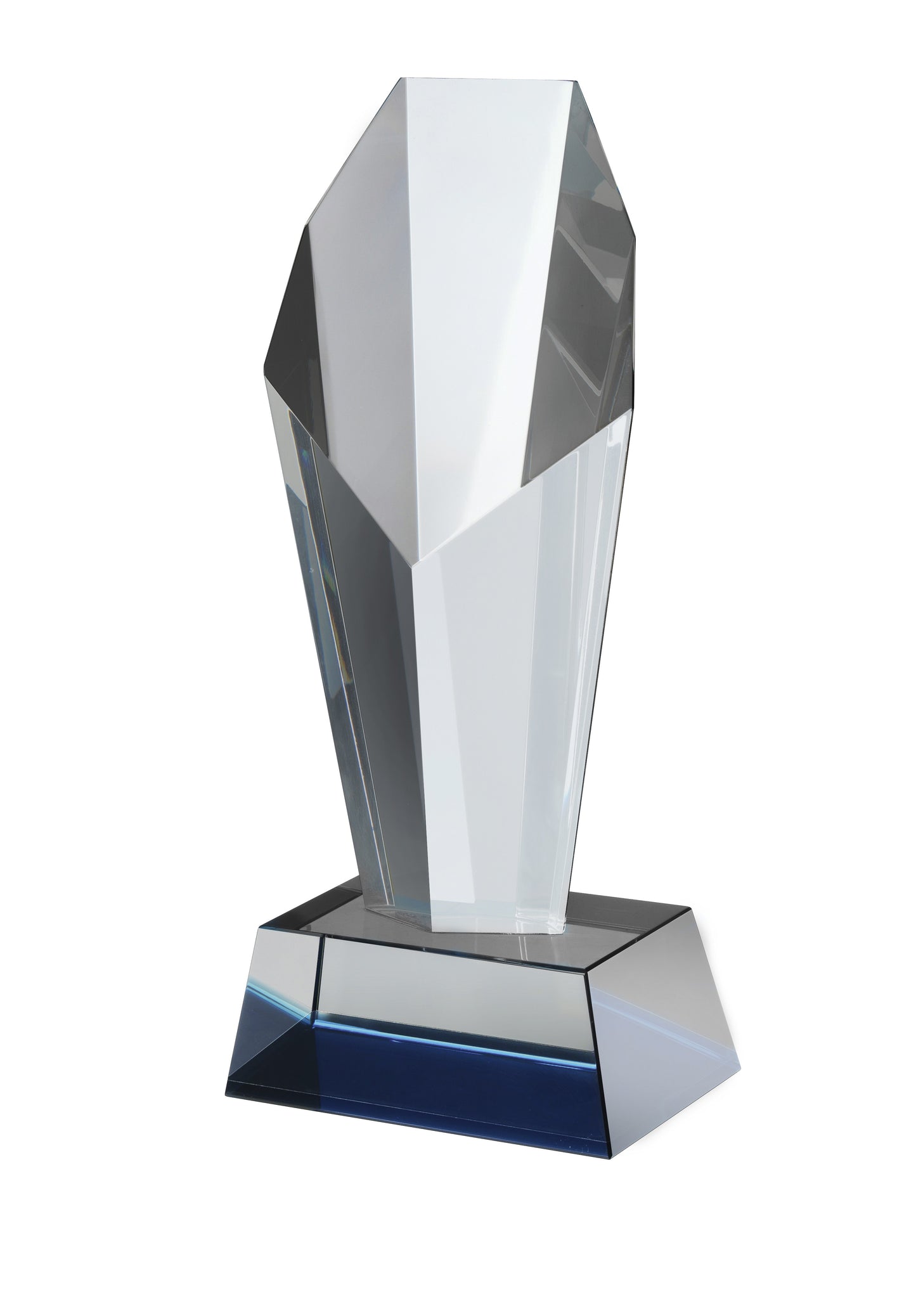 Clear & Blue Crystal Diamond Column Award