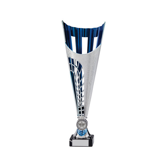 Garrison Plastic Laser Cut Cup Silver & Blue - Available in 5 Sizes