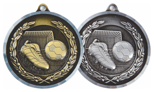 6cm Diamond Edged Football Boot & Ball Medal