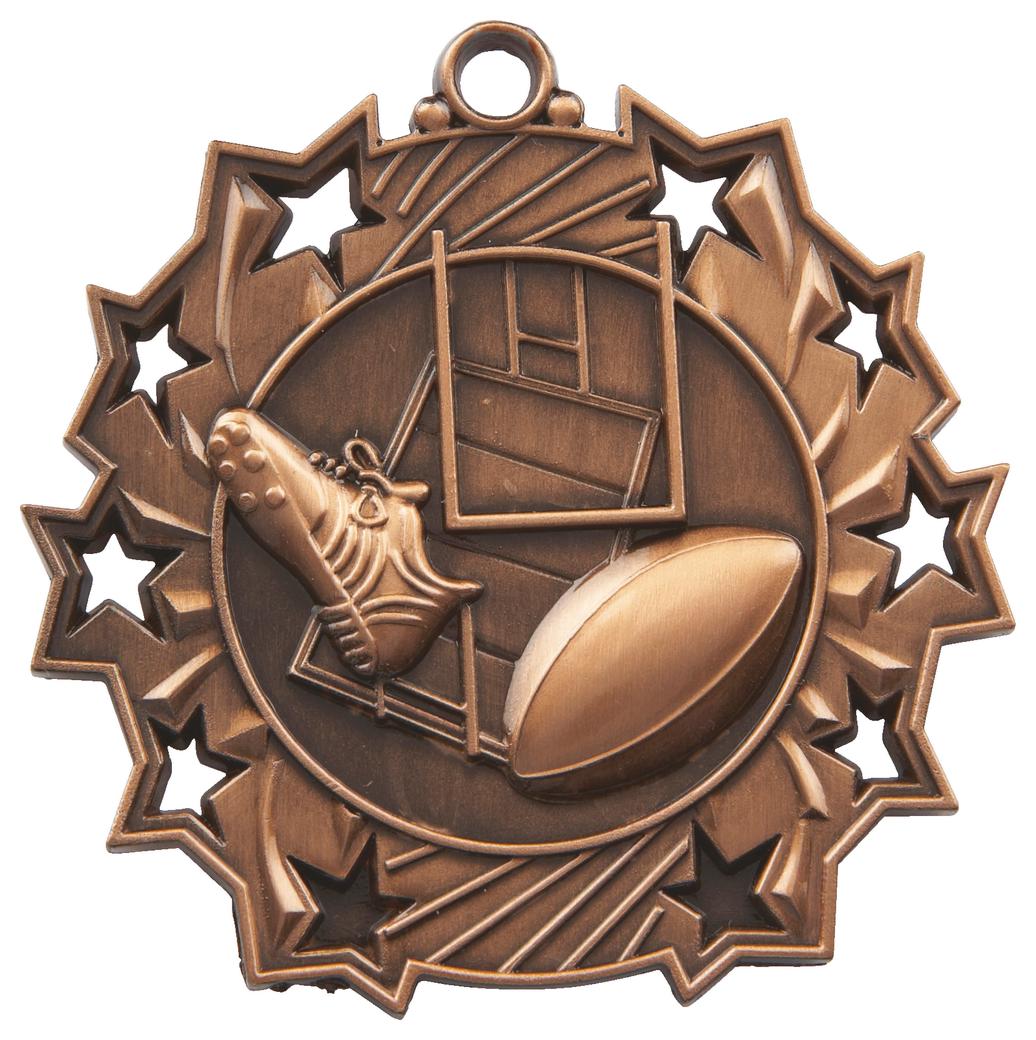 6cm Stars Rugby Medal