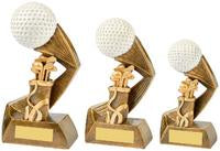 Antique Gold-White Golf Ball Action Award - 3 Sizes