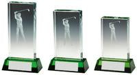 Male Golf Jade Glass Block with Green Base - 3 Sizes