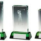 Male Golf Jade Glass Block with Green Base - 3 Sizes