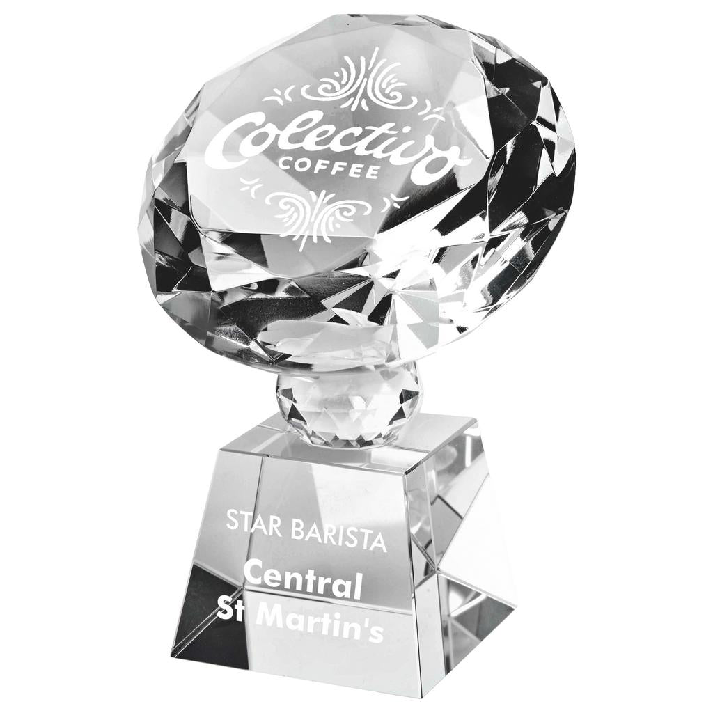 Crystal Diamond Trophy with Stand for Corporate Awards - 3 Sizes