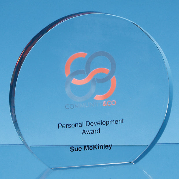 Clear Glass Freestanding Circle Award - 3 Sizes
