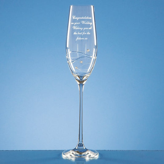 Single Diamante Champagne Flute with Spiral Design Cutting