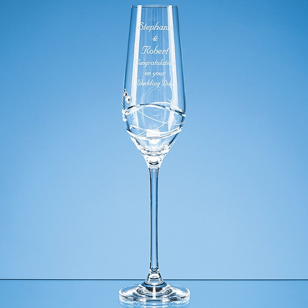 Single Diamante Champagne Flute with Modena Spiral Cutting