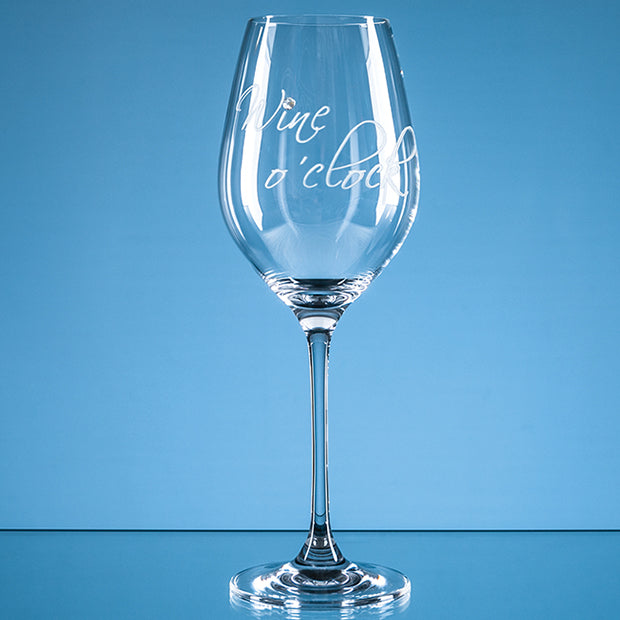 360ml 'Wine o'clock' Diamante Wine Glass