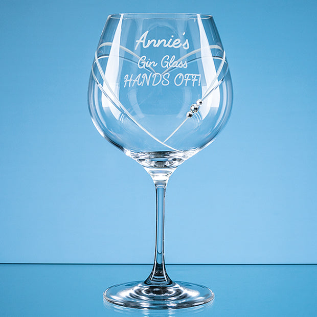 610ml 'Just For You' Diamante Gin Glass with Heart Shaped Cutting