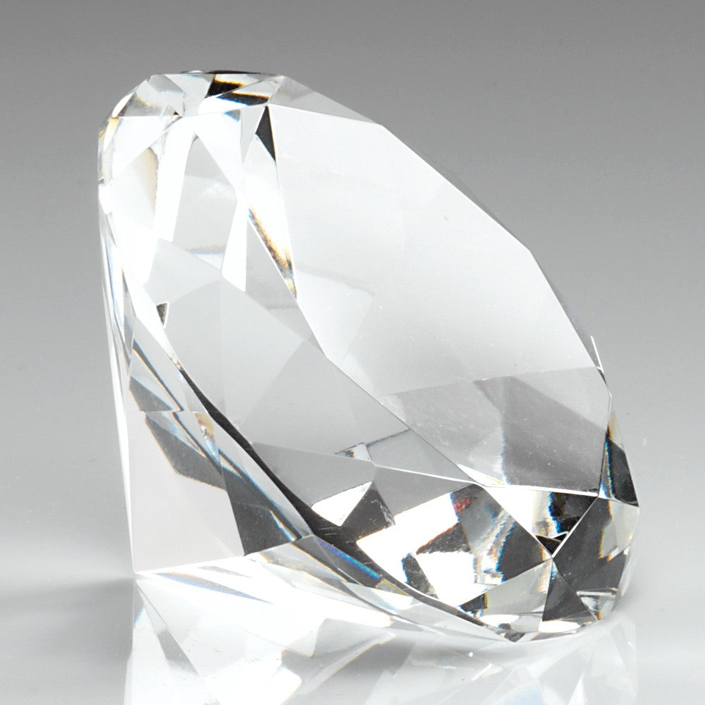 Glass Diamond Shaped Paperweight In Box