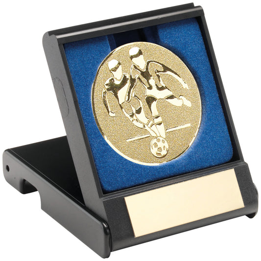 Black Plastic Box With Football Players insert - Available in Gold and Silver