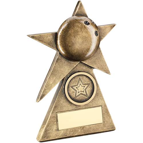 10cm Brz-Gold Ten Pin Star On Pyramid Base Trophy - Available in 3 Sizes
