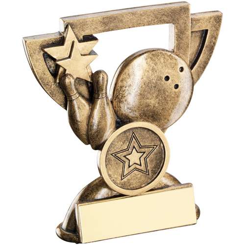 Brz-Gold Ten Pin Mini Cup Trophy - Available in 2 Sizes