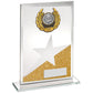 Jade-Gold-Silv Glass Plaque With Silv-Blk Trim Trophy