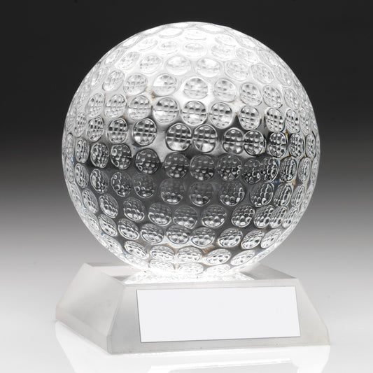 Super Jade Glass 3D Golf ball Award - Available in 2 sizes - Supplied Complete with Presentation Case