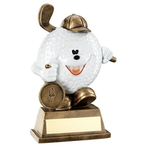 Brz-White Comedy Golf Ball Figure Trophy - 5.75inch