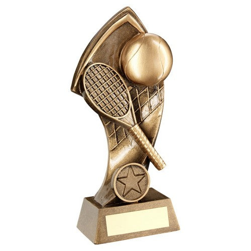 Brz-Gold Tennis With Twisted Backdrop Trophy - 3 Sizes
