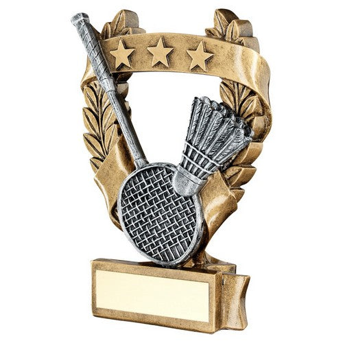 Brz-Pew-Gold Badminton 3 Star Wreath Award Trophy - 3 Sizes