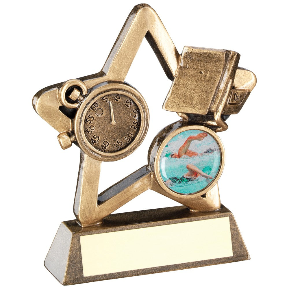 Bronze And Gold Swimming Mini Star Trophy