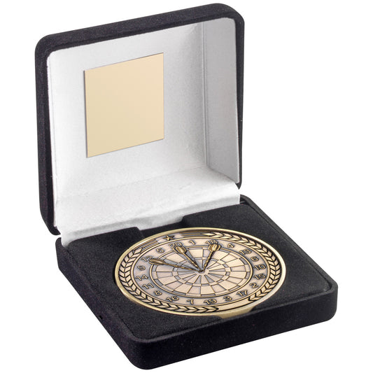 Black Velvet Box And 70 mm Medallion Darts Trophy