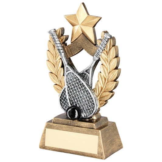 Brz-Gold-Pew-Blk Squash Wreath Shield With Gold Star Trophy