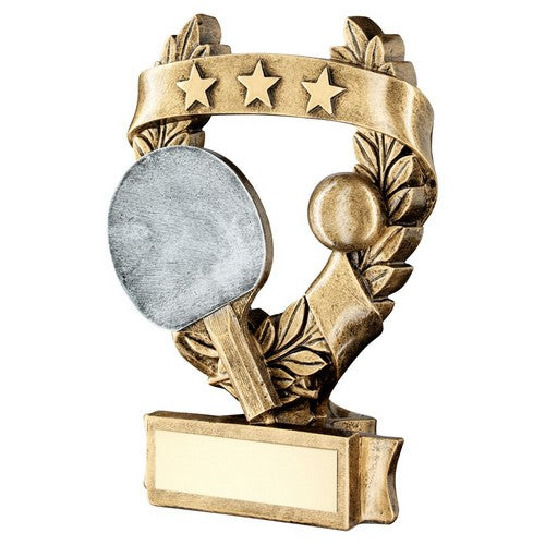 Brz-Pew-Gold Table Tennis 3 Star Wreath Award Trophy - 3 Sizes