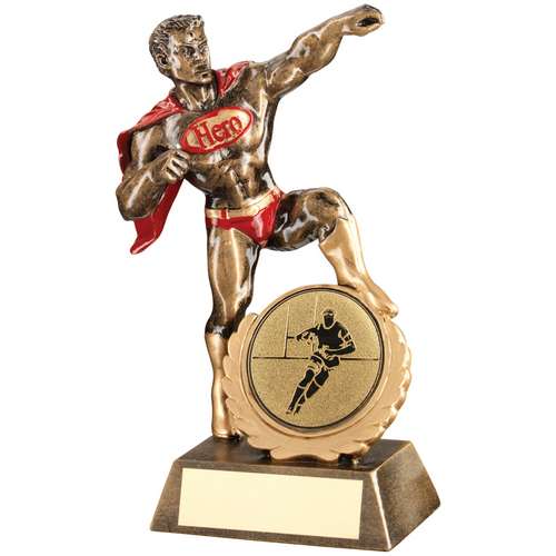 18.5cm Brz-Gold-Red Resin Generic 'Hero' Award With Rugby Insert