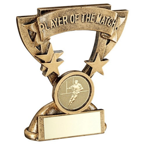 95mm Brz-Gold Player Of The Match Mini Cup With Rugby Insert And Plate