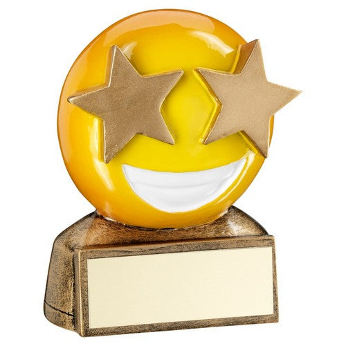 Brz-Yellow 'Star Eyes Emoji' Figure Trophy - 2.75inch
