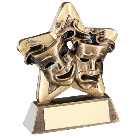 9.5cm Bronze & Gold Drama Masks Mini Star Trophy