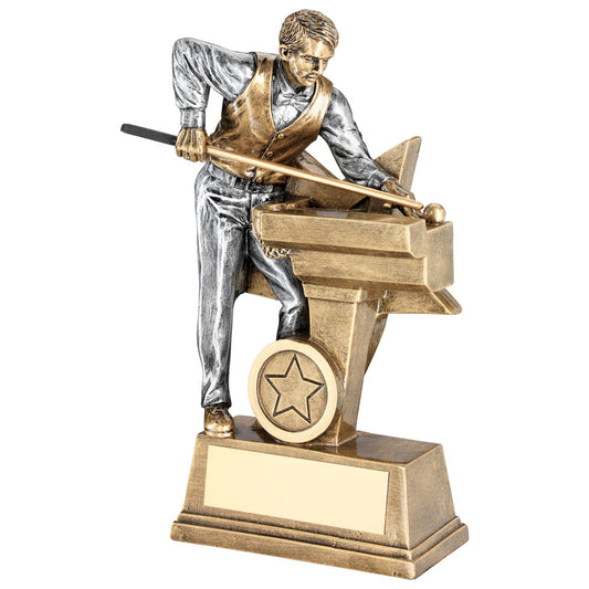 Brz-Pew Male Pool-Snooker Figure With Star Backing Trophy