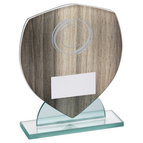 Wood Effect Glass Shield And Mirror Detail With Plate - Available in 3 Sizes