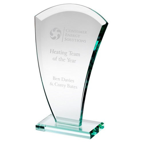 Jade Glass Curved V Plaque (10mm Thick) - Available in 3 Sizes