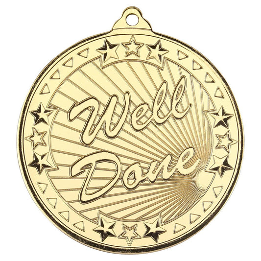 Well Done 'Tri Star' Medal - Gold - 2inch