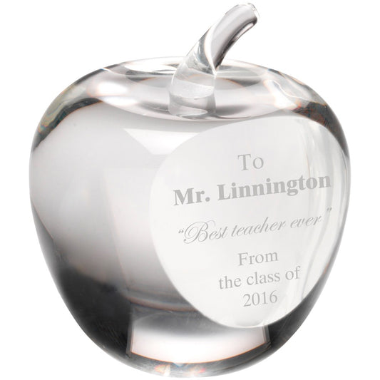 9cm Clear Glass 'Apple' Paperweight With Presentation Case