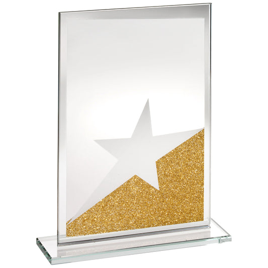 Jade Glass Rectangle Plaque With Gold-Silver Glitter Detail - 6.5 inch