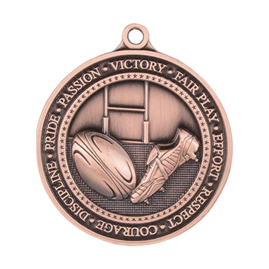 Olympia Rugby Medal 60mm - Available in Gold, Silver and Bronze