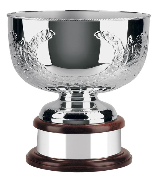 30.5cm Hand Chased Silver Plated World Cup Bowl with Scalloped Edge