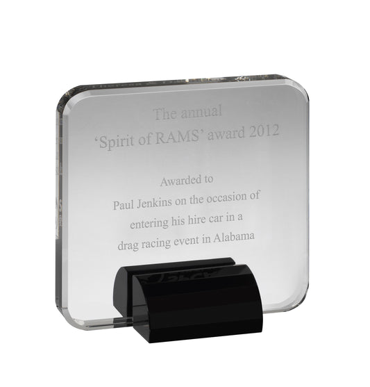 LG 14 x 14cm Swatkins Black & Clear Crystal Award