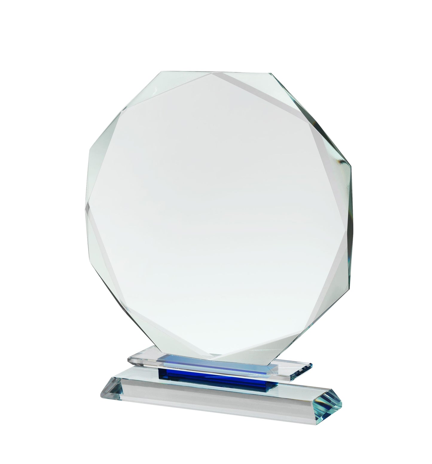 Clear & Blue Crystal Octagon Award